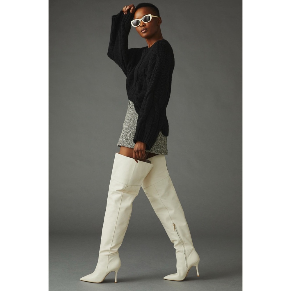 NWOT Larroudé Kate Over-The-Knee Boots ivory white leather size 7